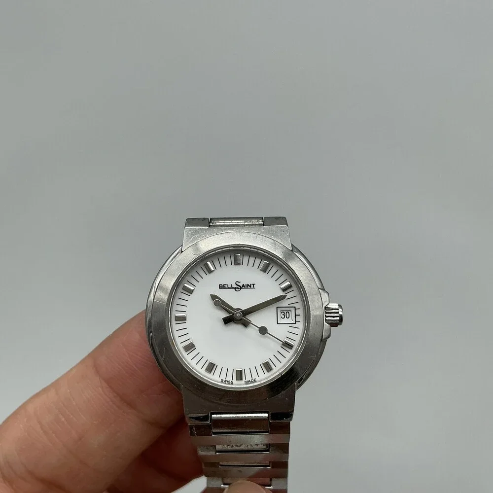 Bell Saint 1401 Womens Watch 26mm White Dial Stainless Steel Date New Battery 7